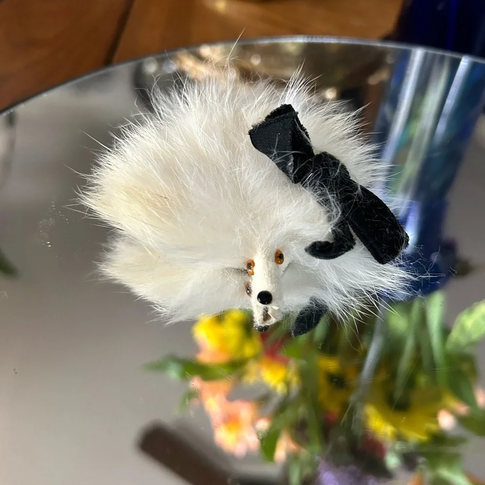 Vintage Rabbit Fur Dog Brooch